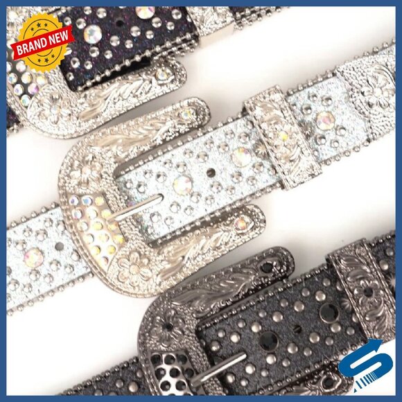 Rhinestone Western Belt with Detachable Buckle for Women Men main image 6